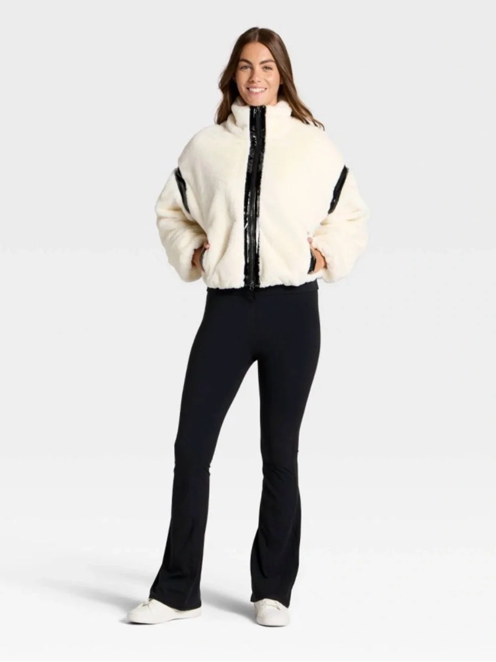 Women's Faux Fur PU Trim Jacket - JoyLab - Picture 4 of 6